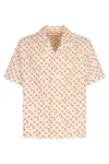 Valentino Cherryfic Camp Collar Cotton Shirt In Neutral