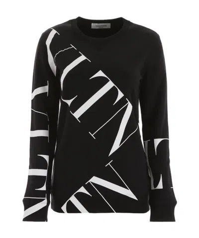 Valentino Printed Pullover In Black