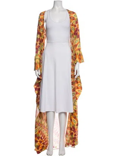 Pre-owned Valentino Printed Robe In Yellow