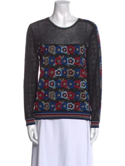 Pre-owned Valentino Printed Scoop Neck Sweatshirt In Black