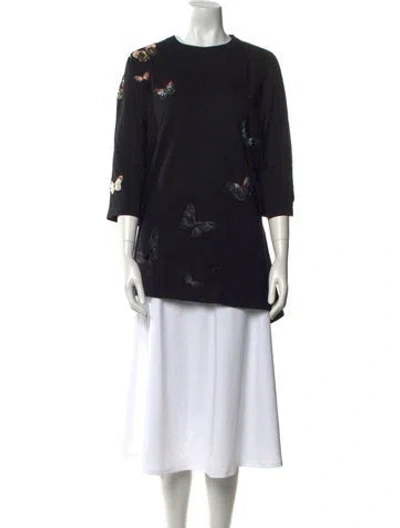Pre-owned Valentino Printed Scoop Neck Tunic In Black
