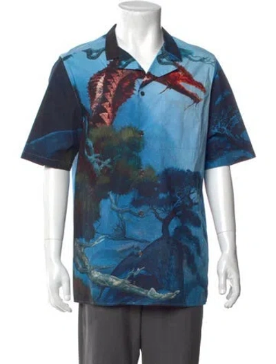 Pre-owned Valentino Printed Short Sleeve Shirt In Blue