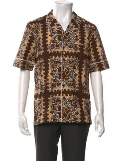 Pre-owned Valentino Printed Short Sleeve Shirt In Brown