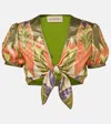 Valentino Printed Silk-blend Crop Top