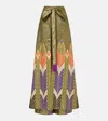 Valentino Printed Silk-blend Wide-leg Pants In Green