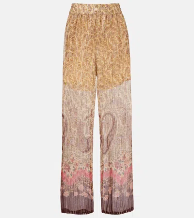 Valentino Printed Silk-blend Wide-leg Pants In Multi