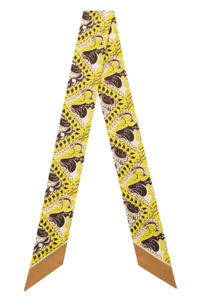 Valentino Garavani Printed Silk Bow In Yellow