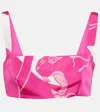 Valentino Printed Silk Crêpe De Chine Crop Top In Pink