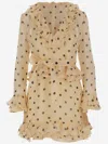 Valentino Belted Ruffled Polka-dot Wool And Silk-blend Mini Dress In Avorionero
