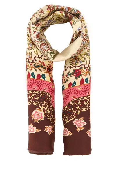 Valentino Garavani Printed Silk Foulard In Brown