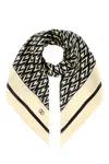 Valentino Chevron Pattern Silk Square Scarf In Neutral