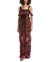 Valentino Printed Silk Gown In Multi
