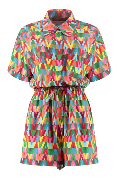 VALENTINO PRINTED SILK JUMPSUIT
