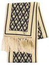 Valentino Garavani Toute La V Bandeau Scarf In Silk With Fringes In Neutrals