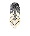 Valentino Chevron Pattern Silk Square Scarf In Neutral