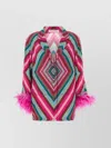 Valentino Geometric-print Feather-trim Shirt