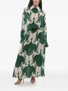 Valentino Metamorphos Siren Silk Printed Maxi Shirt Dress In Green