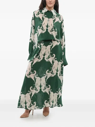 VALENTINO PRINTED SILK SHIRT DRESS