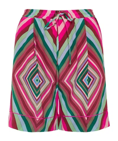 Valentino Printed Silk Shorts In Multi