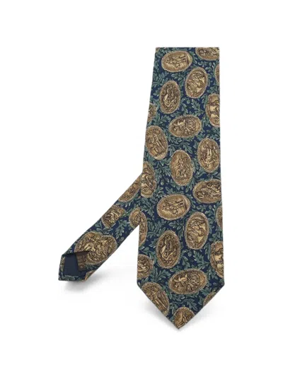Pre-owned Valentino Garavani Printed Silk Tie In Blue