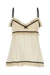 Valentino Top Silk Bow Polka Dots Ruffle Trim