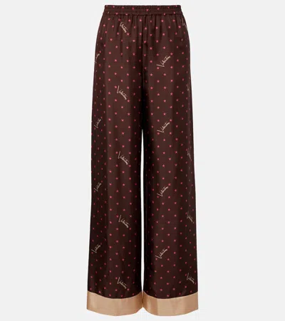 Valentino Stelline Firma Starry Twill Trousers In Brown