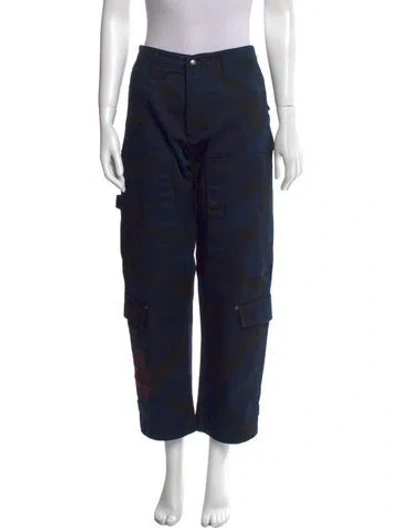 Pre-owned Valentino Printed Straight Leg Pants In Black