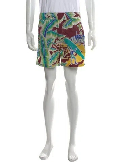Pre-owned Valentino Printed Swim Trunks W/ Tags In Green