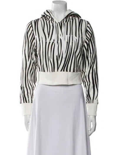 Pre-owned Valentino Printed Tie Neck Hoodie In White