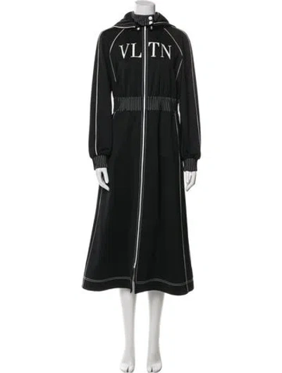 Pre-owned Valentino Printed Trench Coat In Black