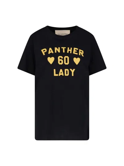 Valentino Panther Lady Printed Crewneck T-shirt In Black