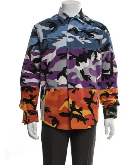 Pre-owned Valentino Printed Utility Jacket In Orange