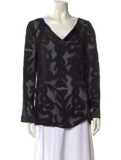 Pre-owned Valentino Printed V-neck Blouse In Black