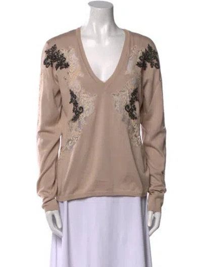 Pre-owned Valentino Printed V-neck Sweater
