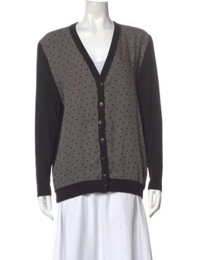 Pre-owned Valentino Printed V-neck Sweater In Black
