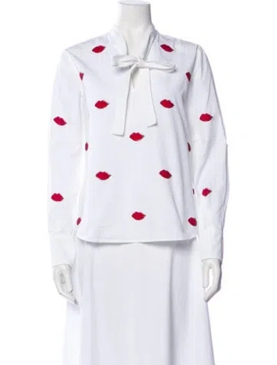 Pre-owned Valentino Printed V-neck Sweatshirt In White