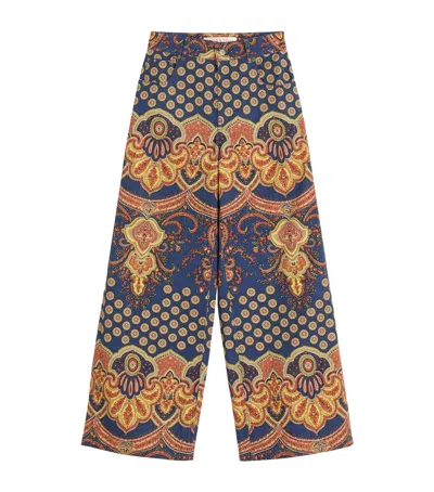 Valentino Printed Wide-leg Jeans In Blue