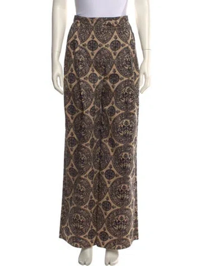 Pre-owned Valentino Printed Wide Leg Pants In Neutral
