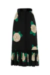 Valentino Womens Nero Avorio Verde Floral-print Silk-crepe Maxi Skirt In Black