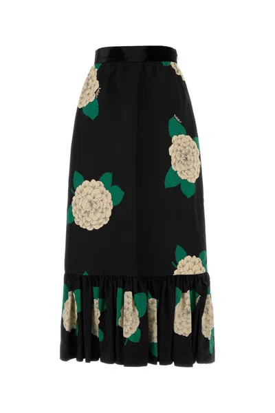 VALENTINO PRINTED WOOL BLEND SKIRT