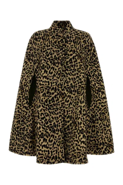 Valentino Printed Wool Cape In Brown