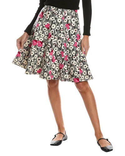Valentino Printed Wool Skirt In White