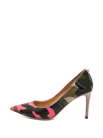 Pre-owned Valentino Garavani Psychedelic Camouflage Canvas Pumps In Green