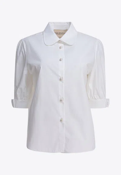 Valentino Puff-sleeved Button-up Shirt In White