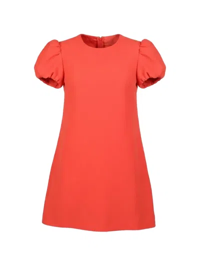 Valentino Puff-sleeve Mini Dress In Orange