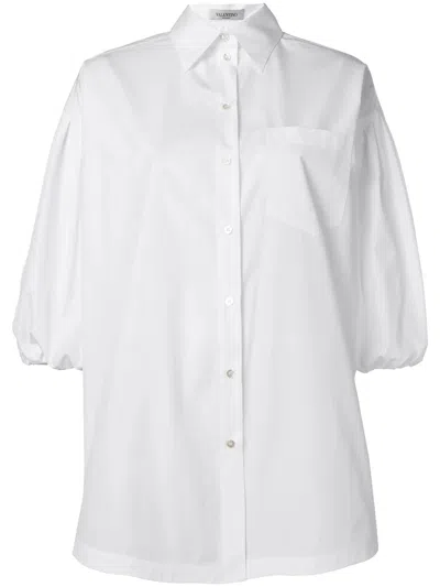 Valentino Garavani Puff Sleeve Poplin Shirt In White