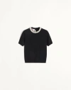 Valentino Garavani Wool Sweater With Stone Embroidery In Black