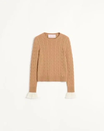 Valentino Pull En Cachemire Femme Camel/ivoire Xs