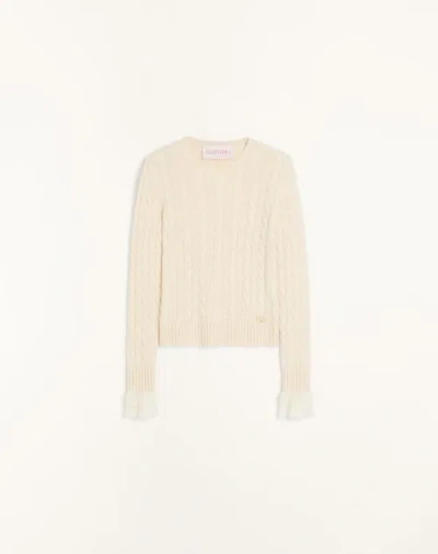 VALENTINO VALENTINO CASHMERE JUMPER WOMAN BIRCH/IVORY XL