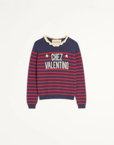 VALENTINO VALENTINO COTTON JUMPER WOMAN PROVENCE BLUE/PARIS XL